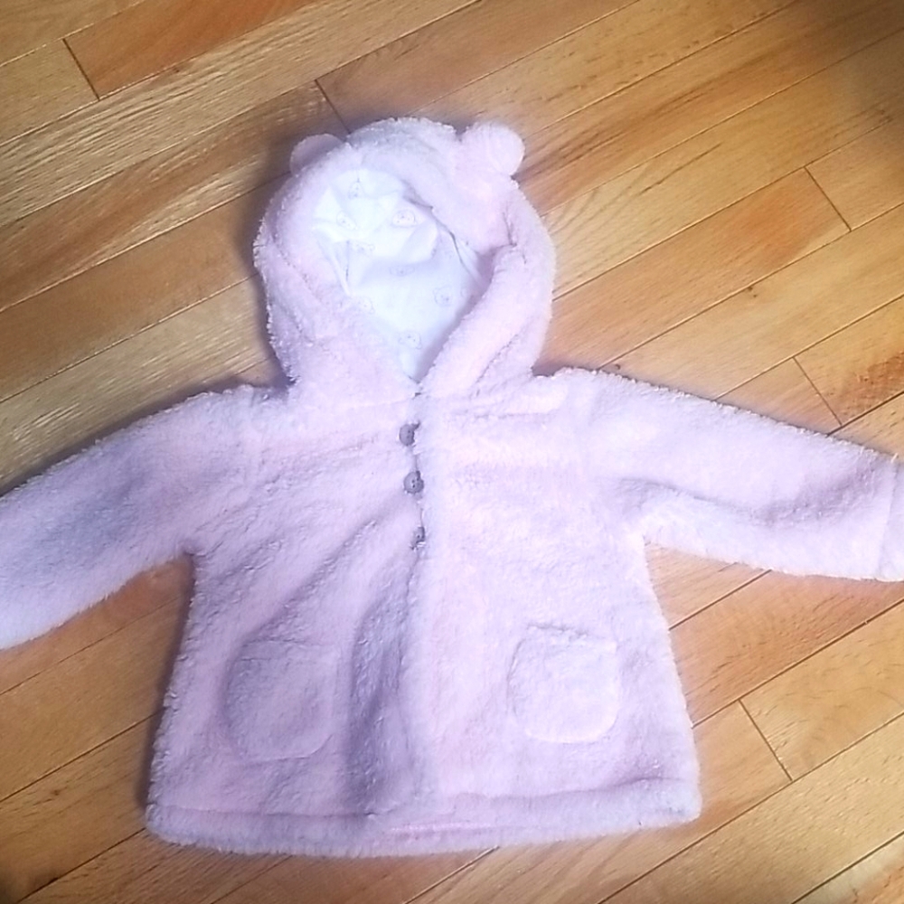 9M Pink Hooded Fuzzy Coat